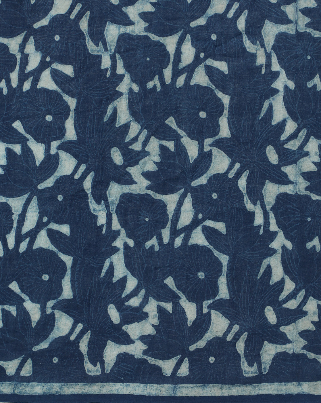 Natural Indigo Dyed Dabu Hand Block Printed Cotton Saree