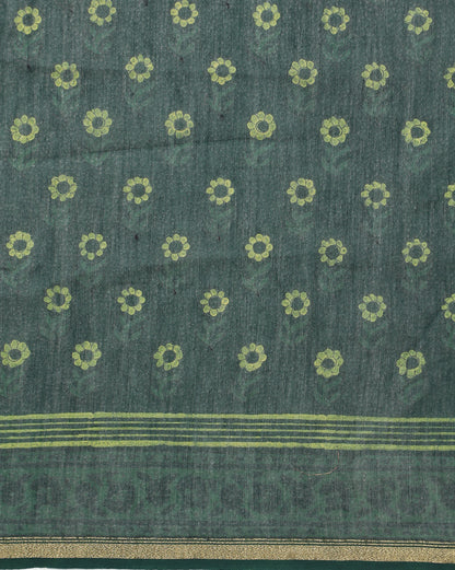 Natural Indigo Dyed Dabu Hand Block Printed Chanderi Saree