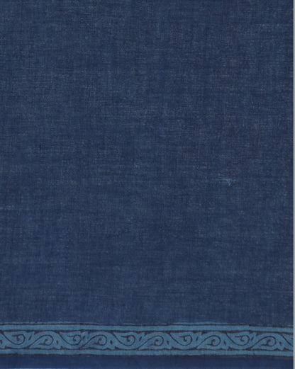 Natural Indigo Dyed Dabu Hand Block Printed Cotton Saree
