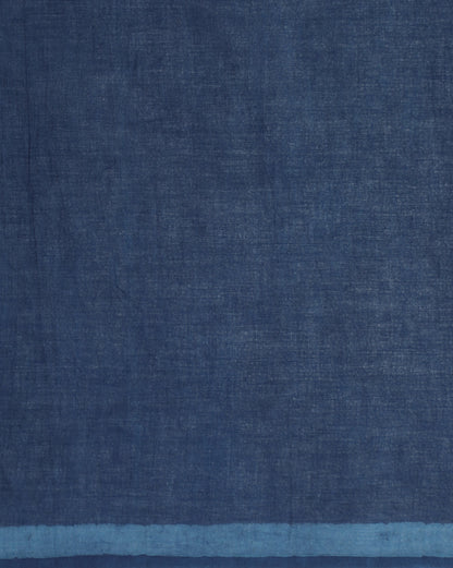 Natural Indigo Dyed Dabu Hand Block Printed Cotton Saree