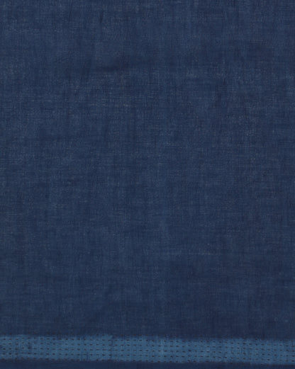 Natural Indigo Dyed Dabu Hand Block Printed Cotton Saree