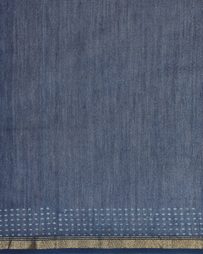 Natural Indigo Dyed Dabu Hand Block Printed Chanderi Saree