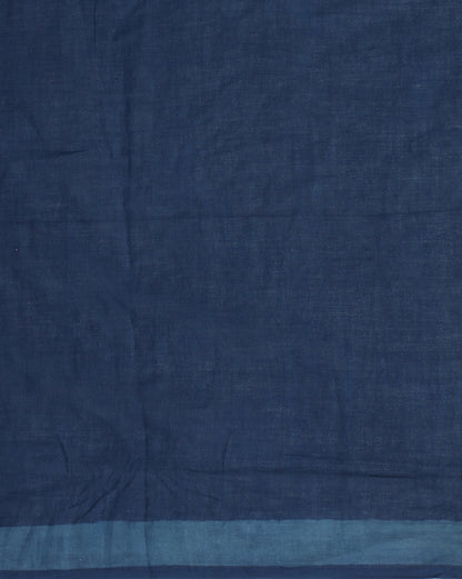 Natural Indigo Dyed Dabu Hand Block Printed Cotton Saree