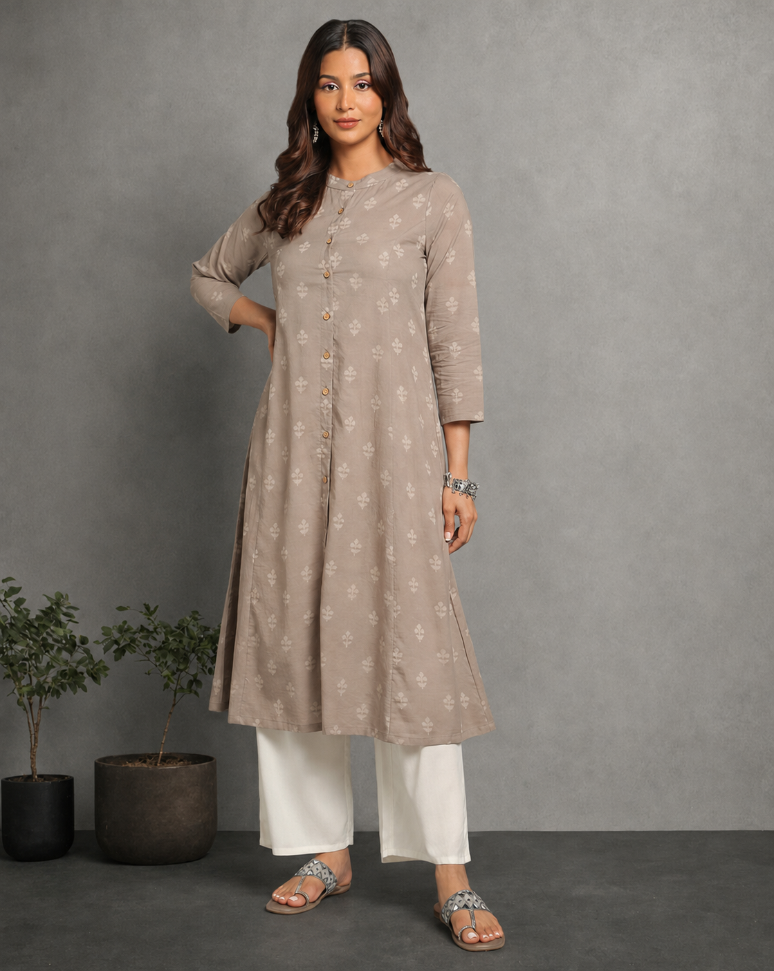 Indigo Kashish Dyed Dabu Hand Block Printed Long Kurta