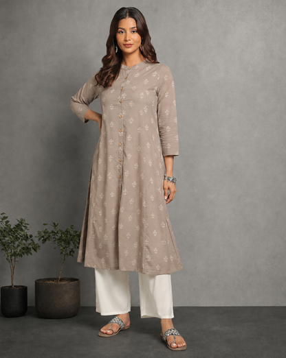 Indigo Kashish Dyed Dabu Hand Block Printed Long Kurta