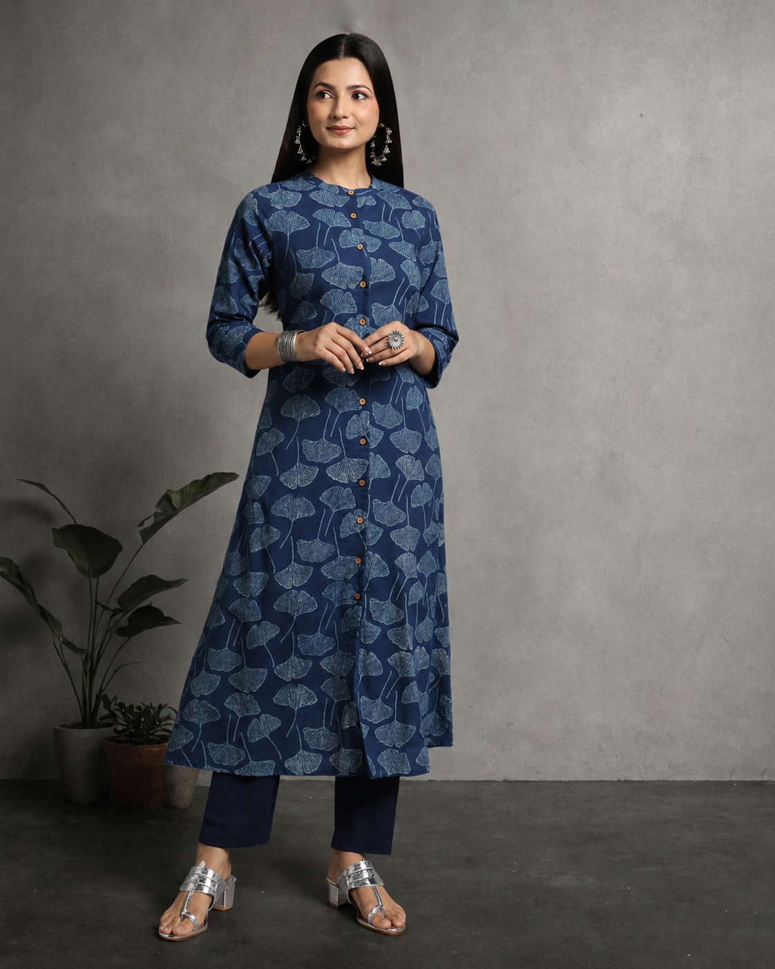Indigo Dyed Dabu Hand Block Printed Long Kurta