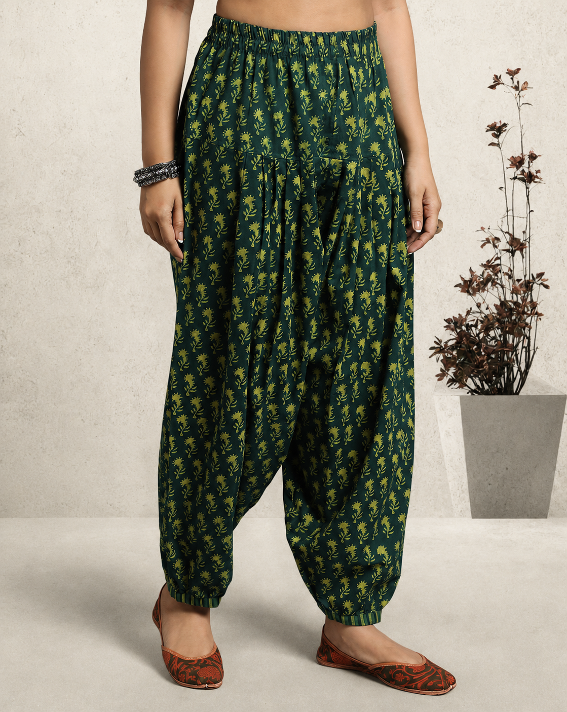 Indigo Nashpal Dyed Dabu Printed Salwar