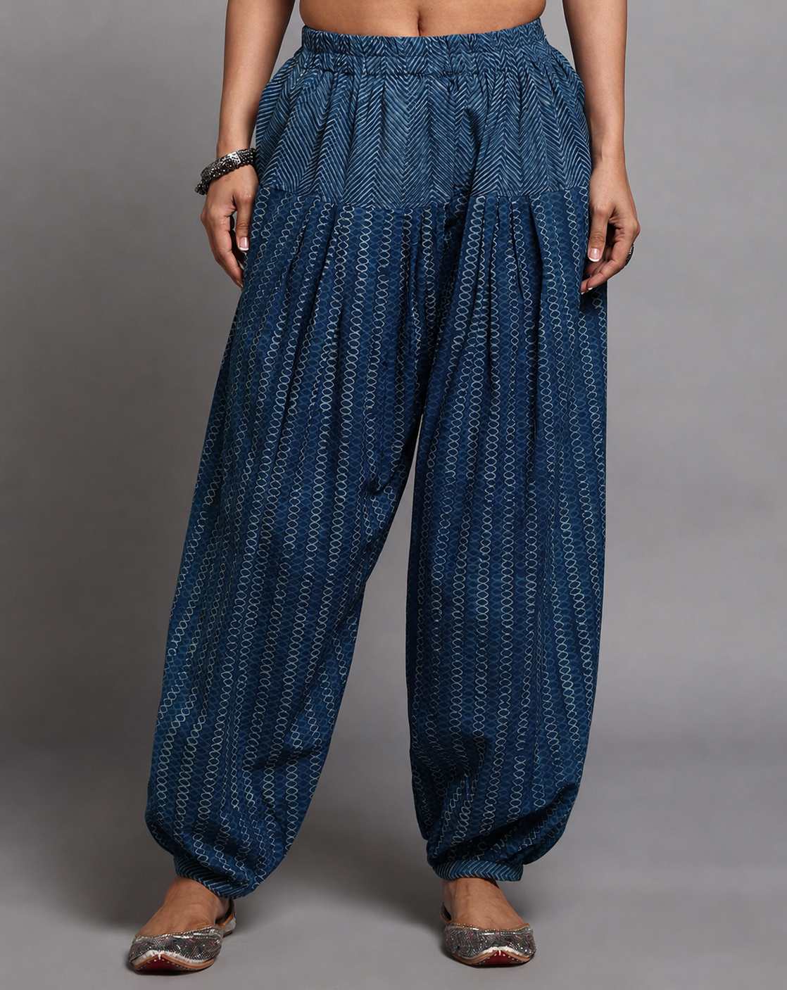 Indigo Dyed Dabu Printed Salwar