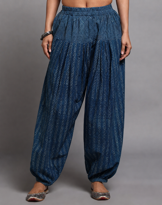 Indigo Dyed Dabu Printed Salwar
