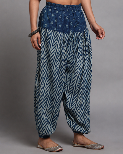 Indigo Dyed Dabu Printed Salwar