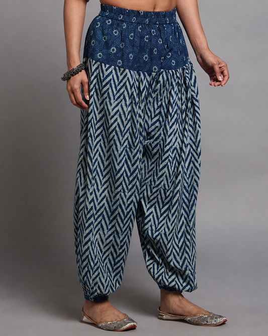 Indigo Dyed Dabu Printed Salwar