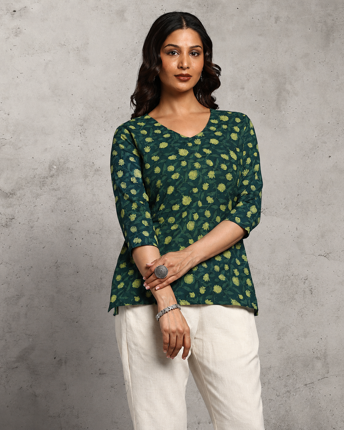 Indigo Nashpal Dyed and Dabu Printed Top
