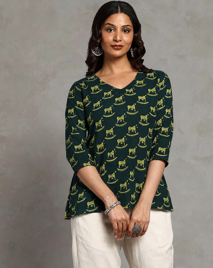 Indigo Nashpal Dyed and Dabu Printed Top