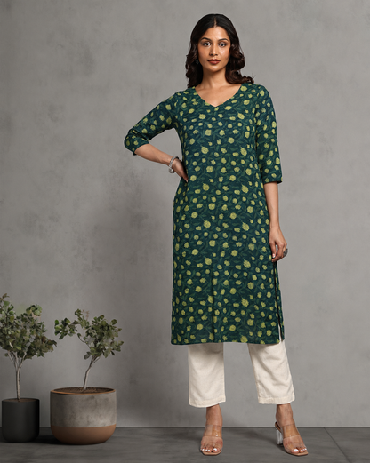 Indigo Nashpal Dyed Dabu Printed Cotton Long Kurta