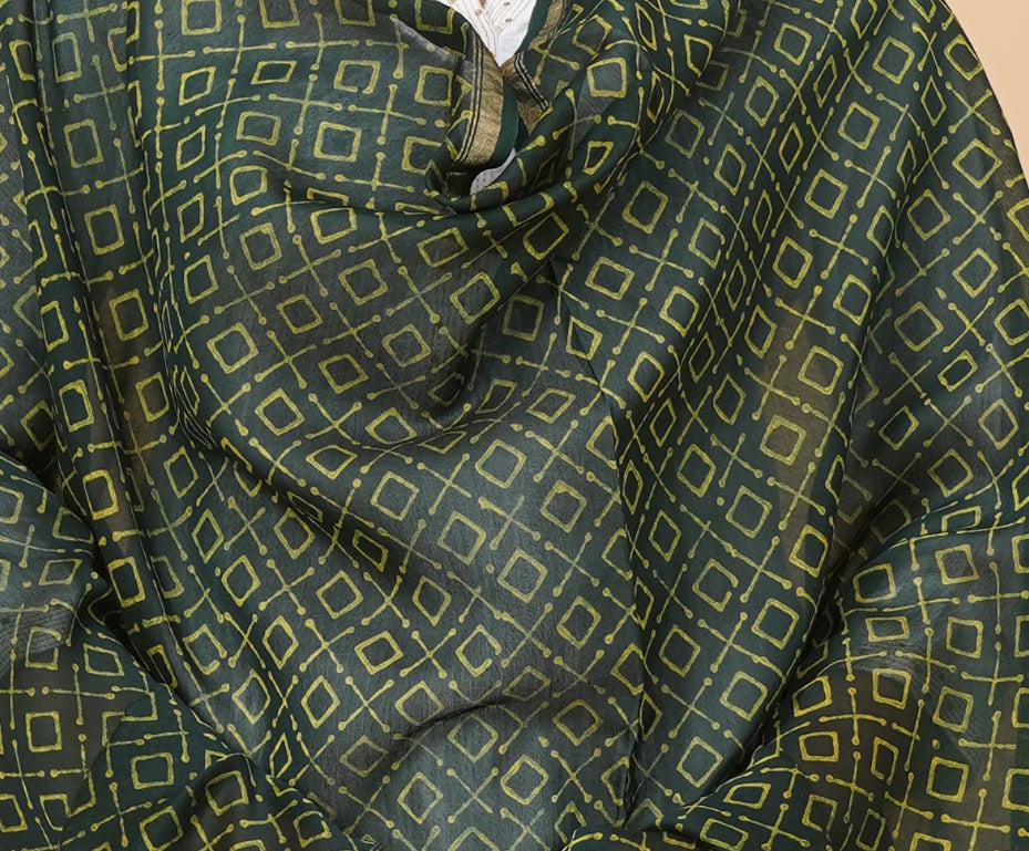 Indigo Nashpal Dyed Dabu Printed Chanderi Kurta Set