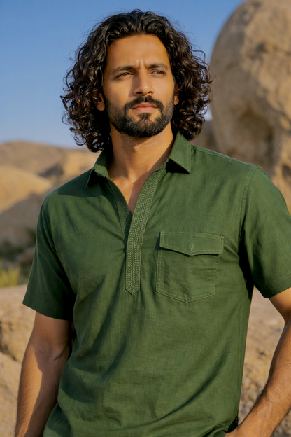 Dhurandhar Inspired Green Pathani Kurta Set