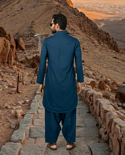 Dhurandhar Inspired Indigo Pathani Kurta Set