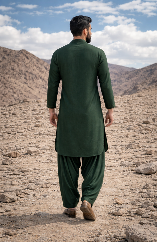 Dhurandhar Inspired Green Pathani Kurta Set
