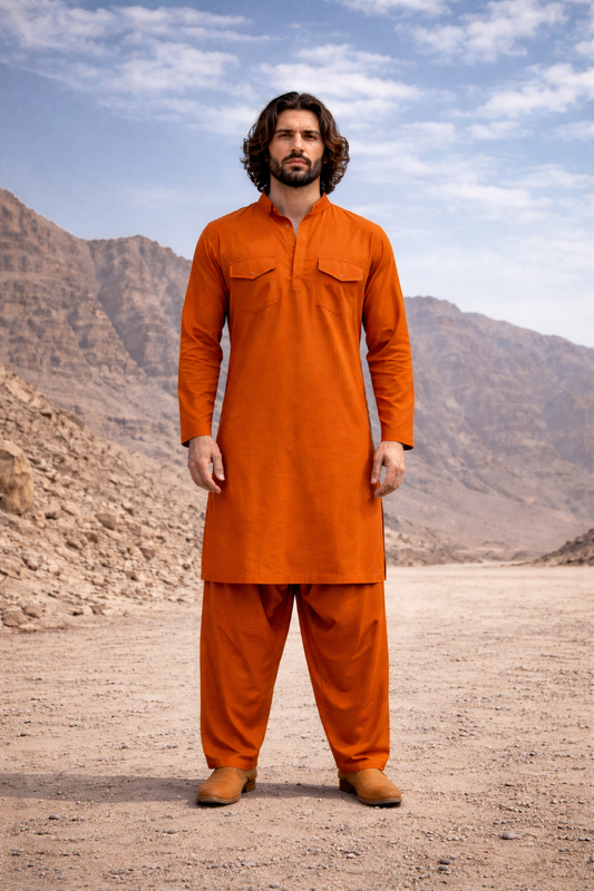 Dhurandhar Inspired Mauve Pathani Kurta Set