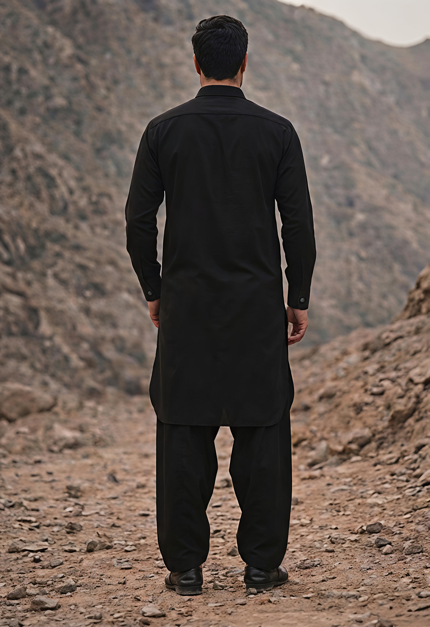 Dhurandhar Inspired Black Pathani Kurta Set