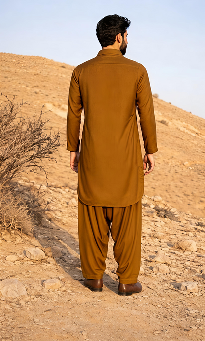 Dhurandhar Inspired Brown Pathani Kurta Set