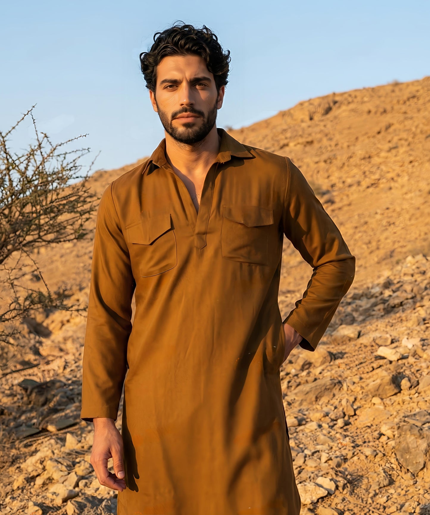 Dhurandhar Inspired Brown Pathani Kurta Set