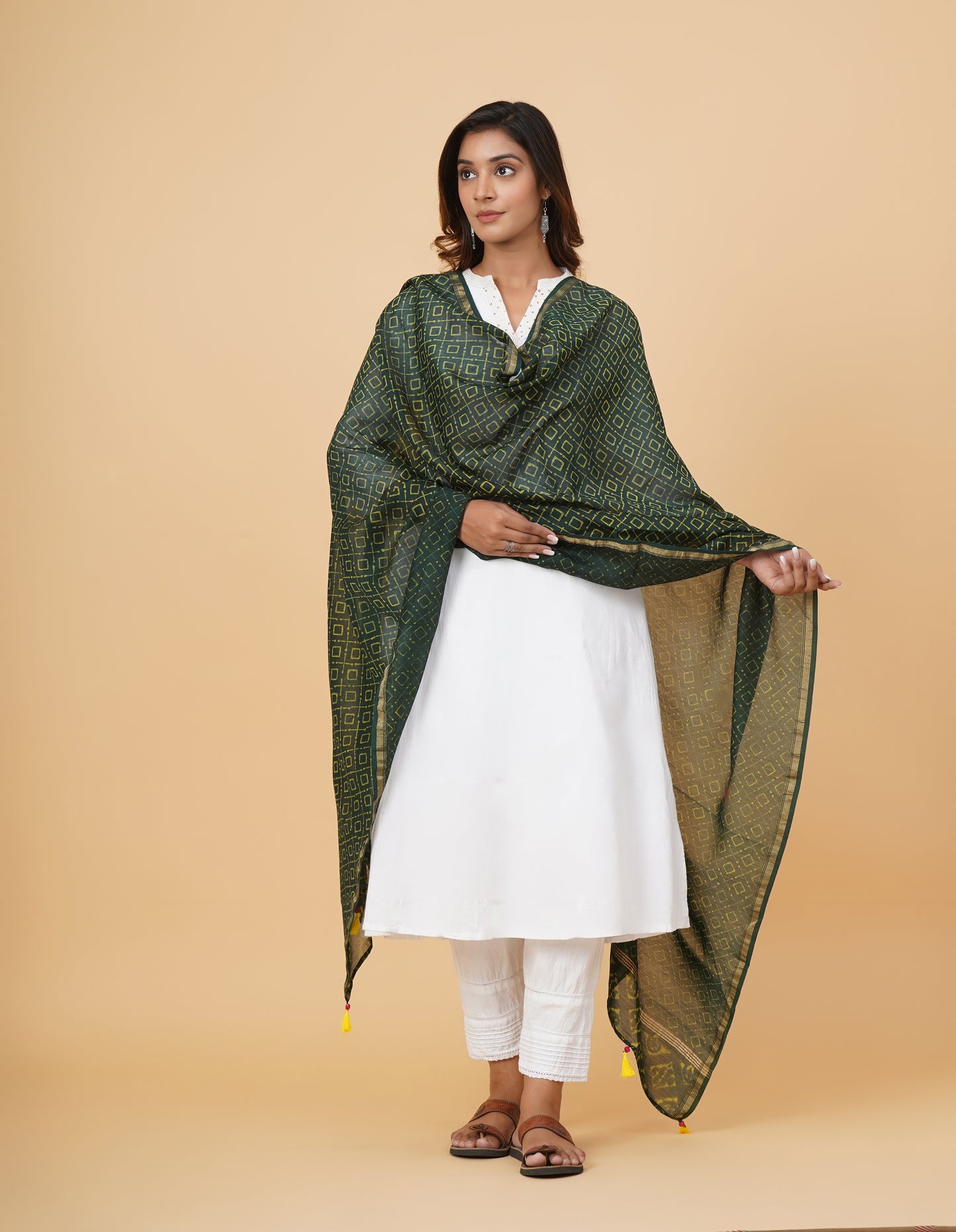 Indigo Nashpal Dyed Dabu Printed Chanderi Duppatta