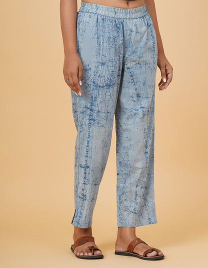 Indigo Dyed Dabu Printed Cotton Pant