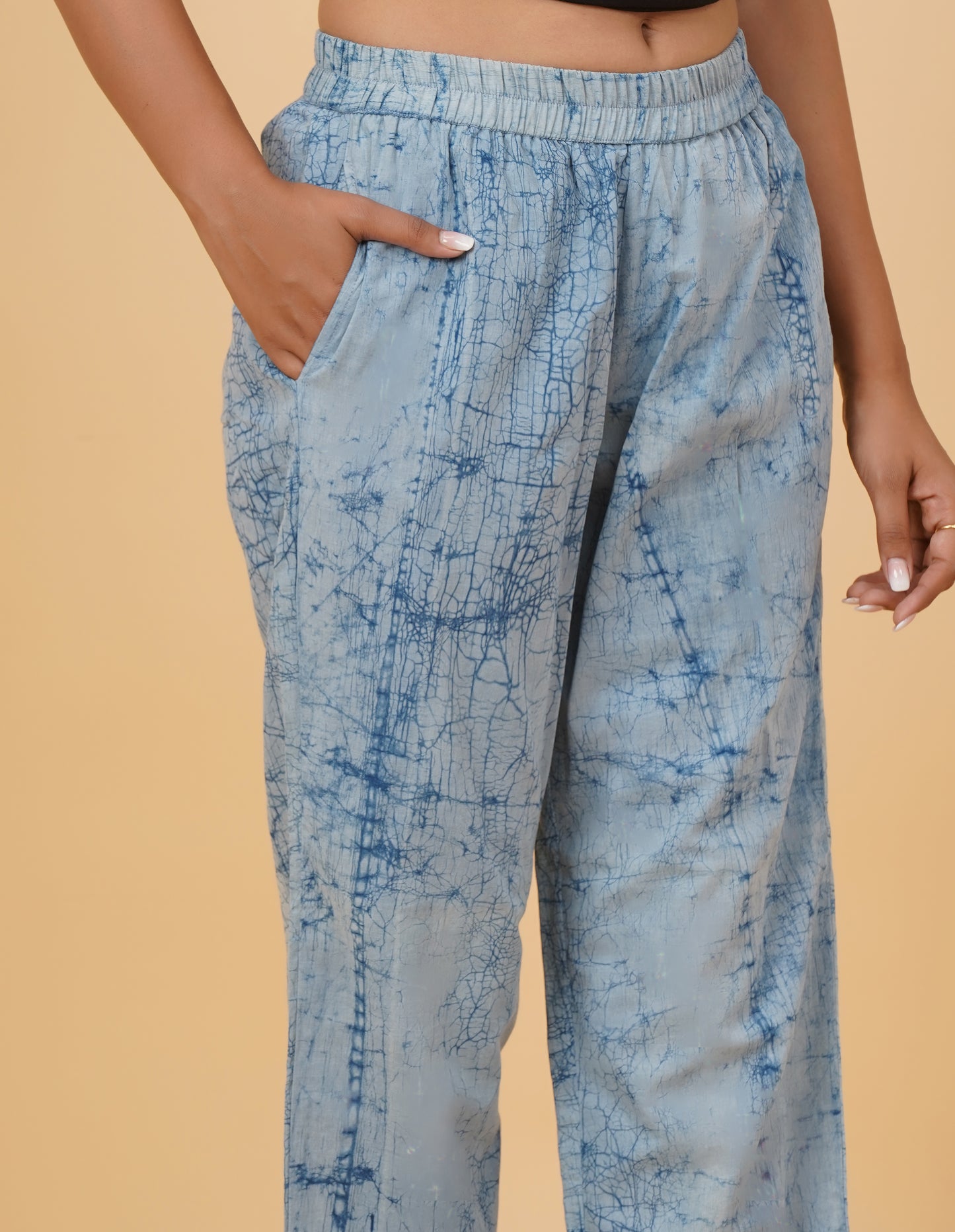 Indigo Dyed Dabu Printed Cotton Pant