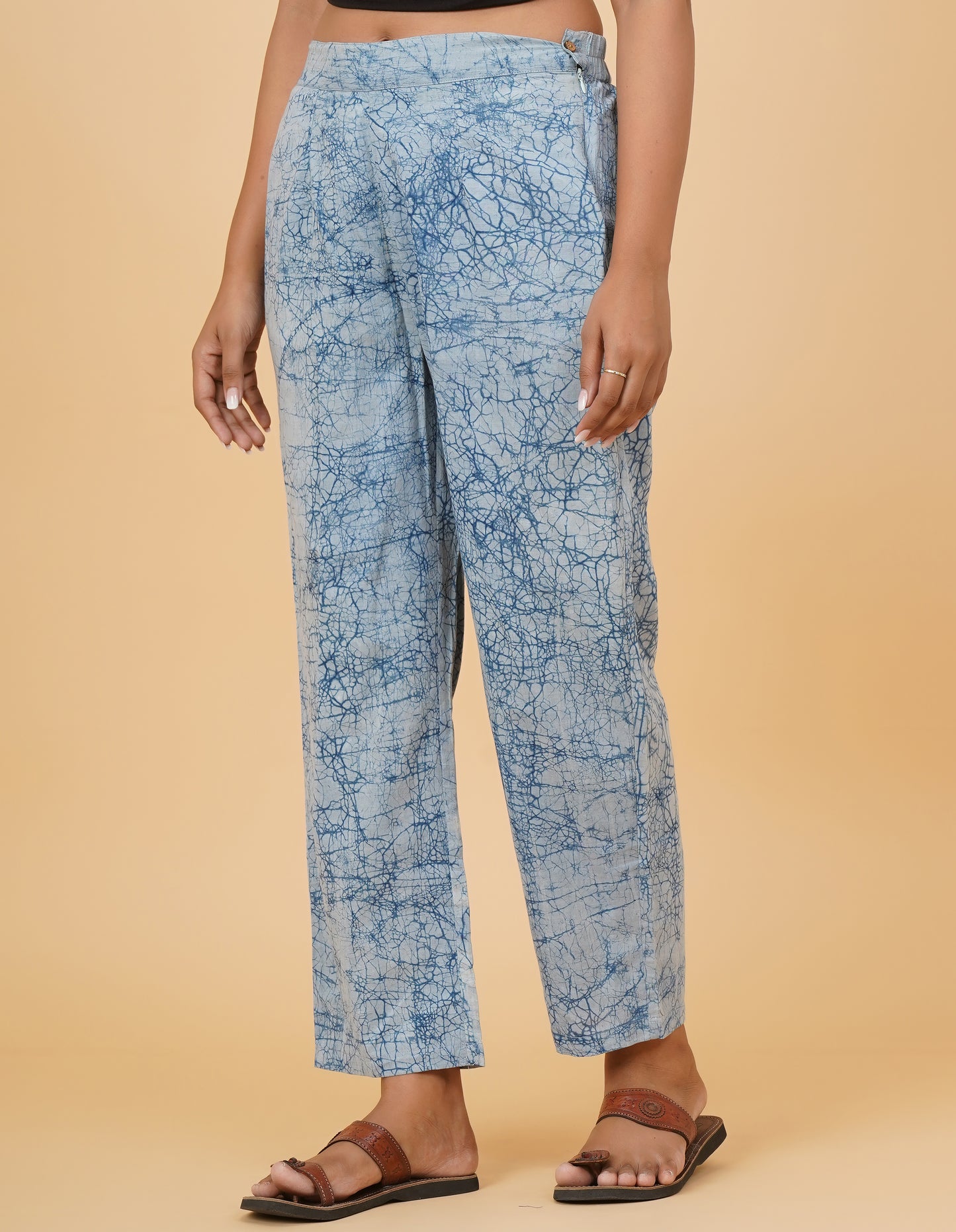 Indigo Dyed Dabu Printed Chanderi Kurta Set