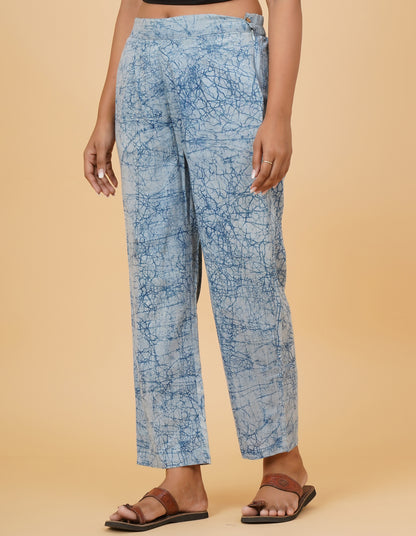 Indigo Dyed Dabu Printed Chanderi Kurta Set