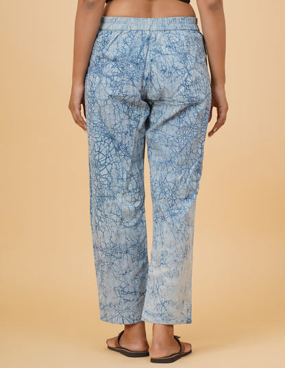 Indigo Dyed Dabu Printed Chanderi Kurta Set