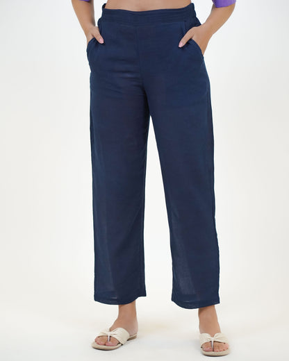 Plain Indigo Cotton Pant