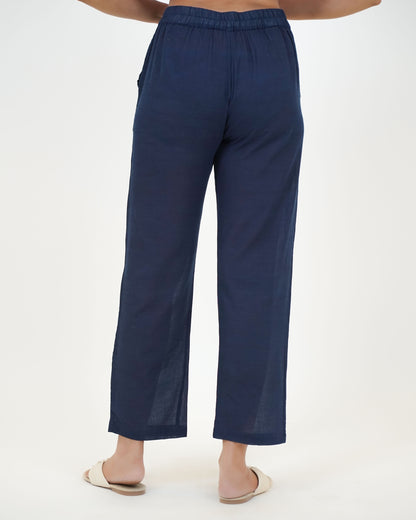 Plain Indigo Cotton Pant