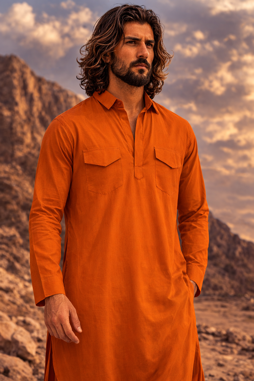 Dhurandhar Inspired Mauve Pathani Kurta Set