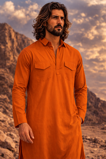 Dhurandhar Inspired Mauve Pathani Kurta Set