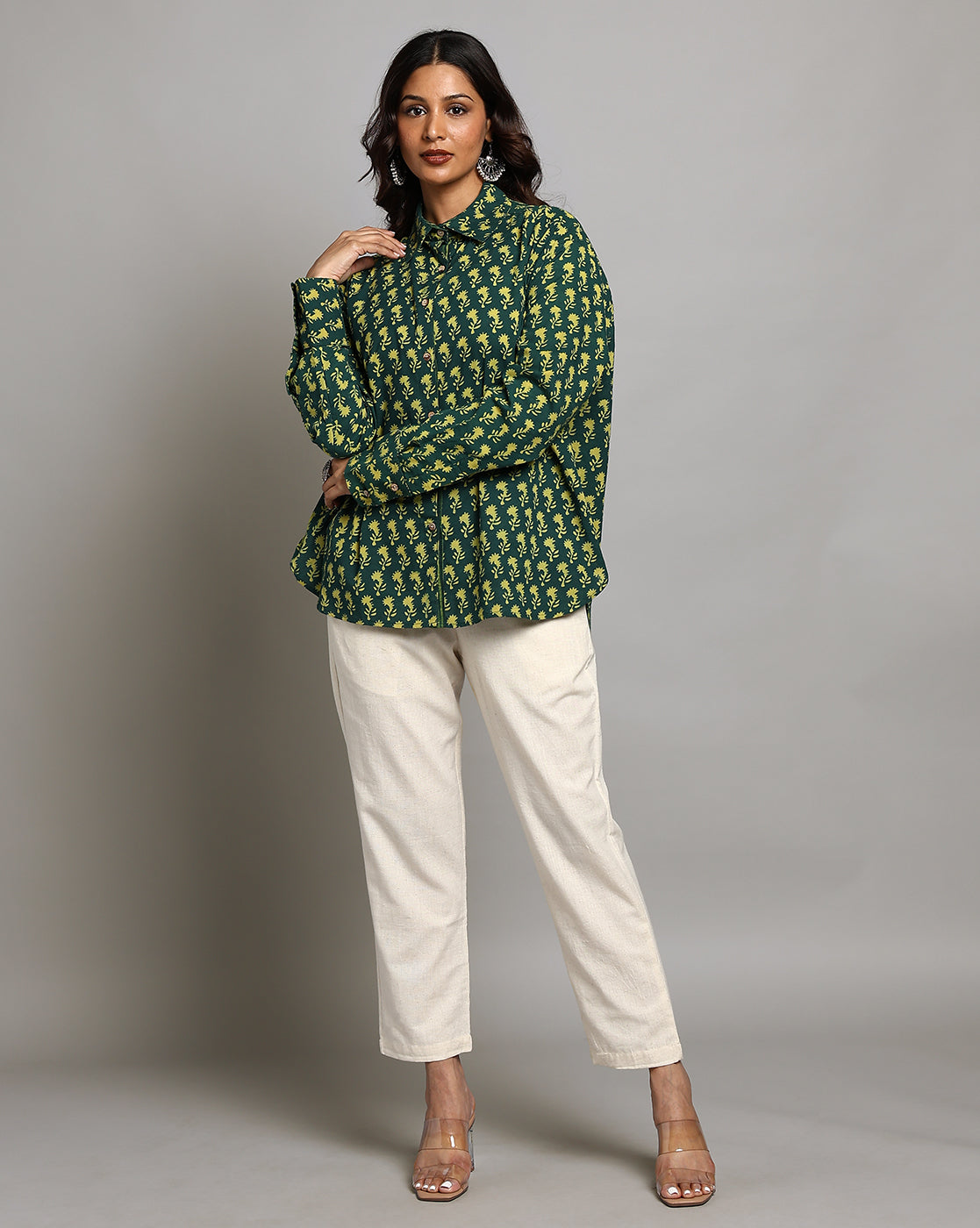 Indigo Nashpal Dyed and Dabu Printed Shirt